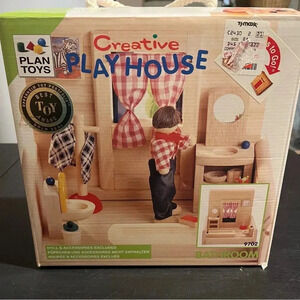 Plan Toys Creative Playhouse Bathroom 9702 Wooden Dollhouse Furniture Play Scene